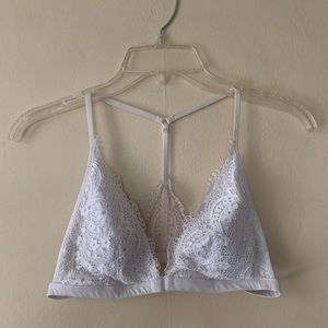 White lace lightly lined racer back bralette